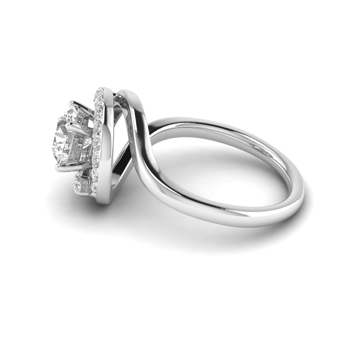 White Gold Studded 1.092 Carat Lab Grown Diamond Ring-E Color VVS Clarity.